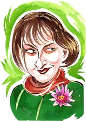 Caricature en couleur de Judith Bingham